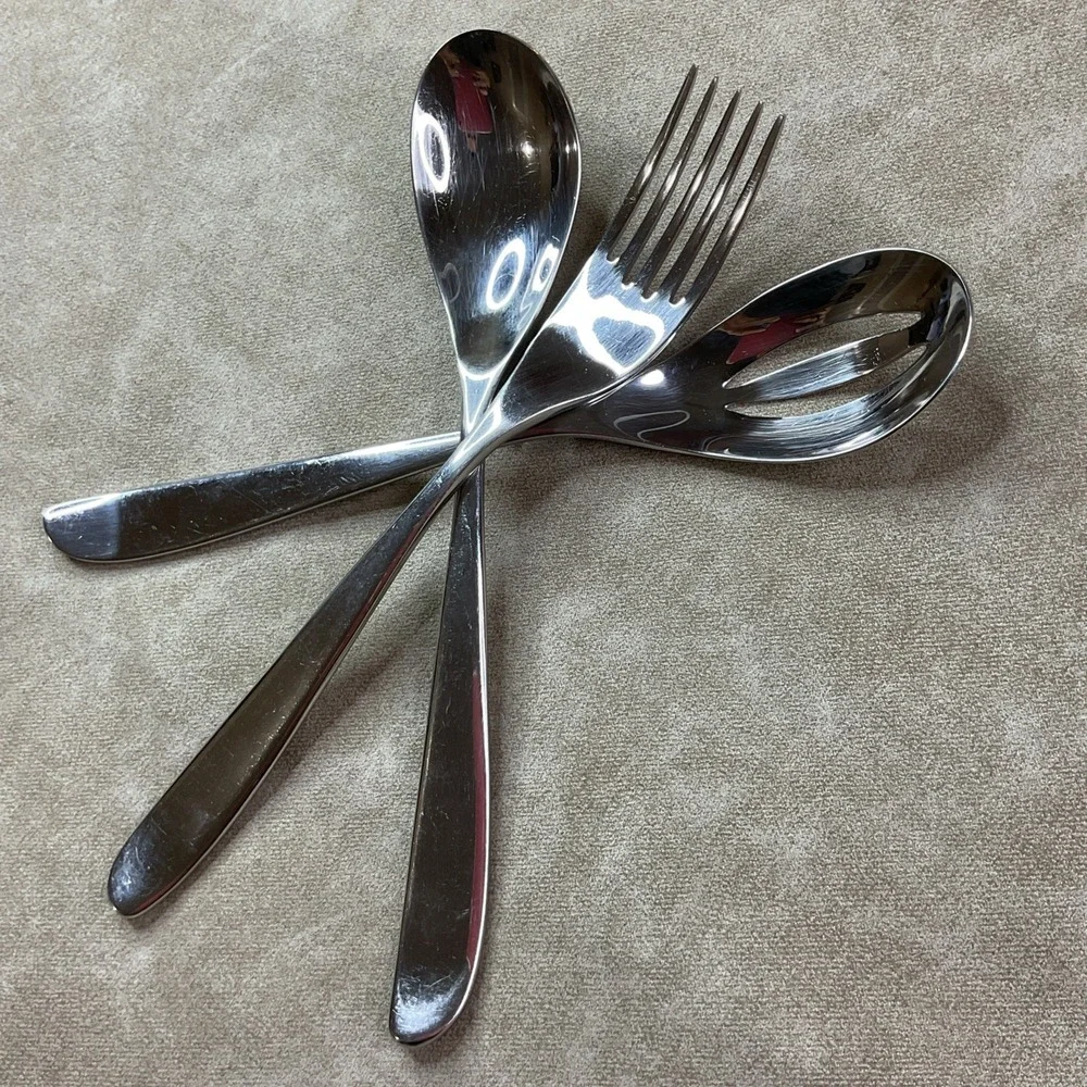 Studio William Olive Hazel Serving Set Fork‎ Spoon Pierced Lot Of 3  10